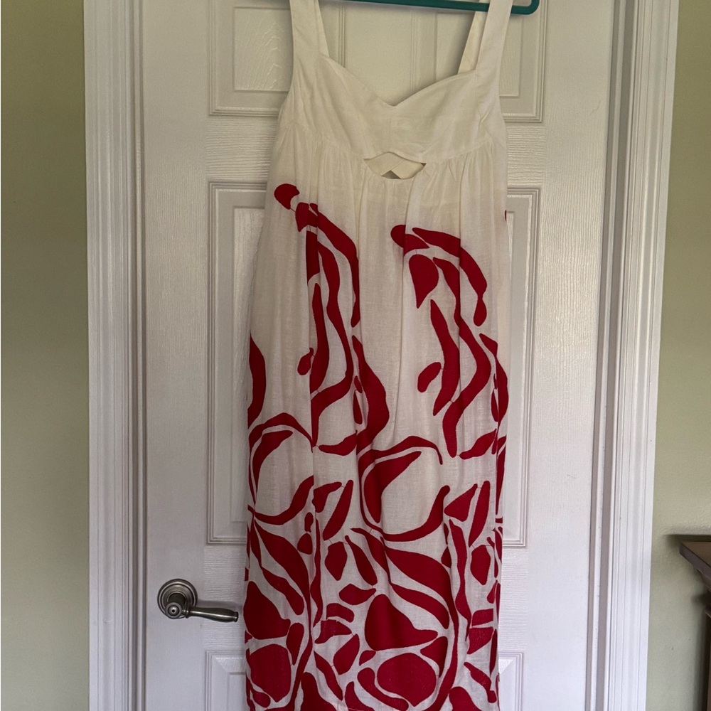 Elegant White and Red Women's Dress